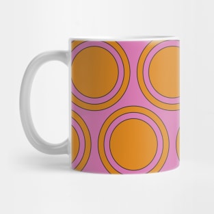 Pink Orange Geometric Circle Pattern Abstract 60s 70s Groovy Aesthetic Mug